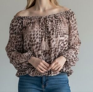 Agua Bendita Brown Taupe Python-Print Top